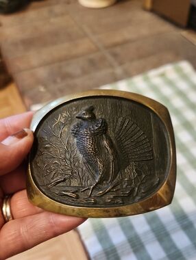 Vintage Bronze Belt Buckle Grouse 1978 Shallizar SL Knight Sculpture Hunter Gift
